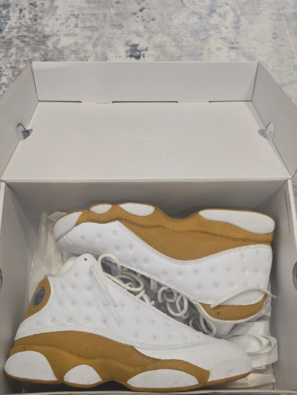 Kids White and Tan Athletic Sneakers
